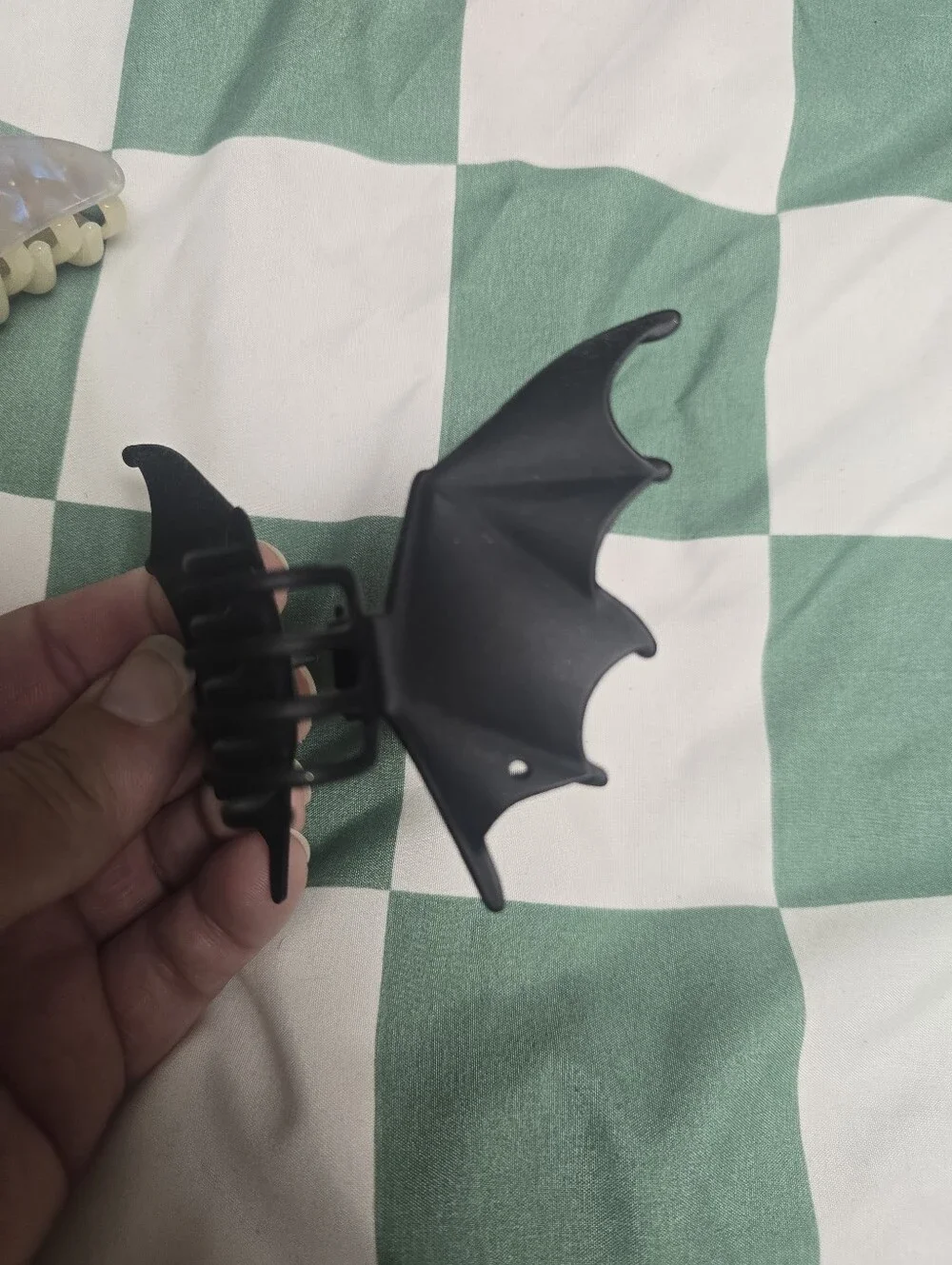Iridescent Pearl Hair Claw & Black Bat Wing Clip Duo